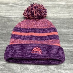 Snozu Beanie Hat Youth Kids‎ Pink Purple Winter Ski Snow Toboggan Skully Striped